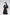 Adriana Black Collared Puff-Sleeve Crepe Mini Dress