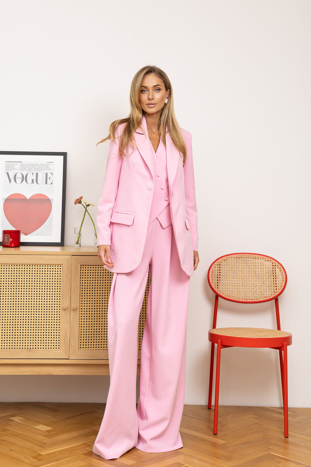 Isabella Pink Striped Oversized Three-Piece Suit