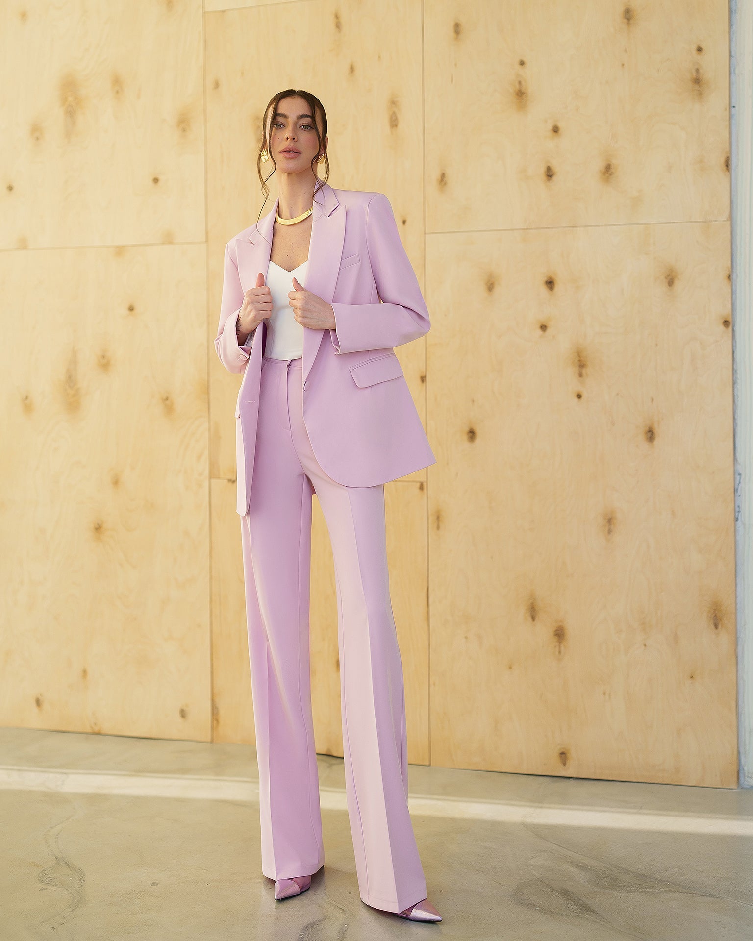 Adriana Dusty Pink Single-Breasted Two-Piece Crepe Suit