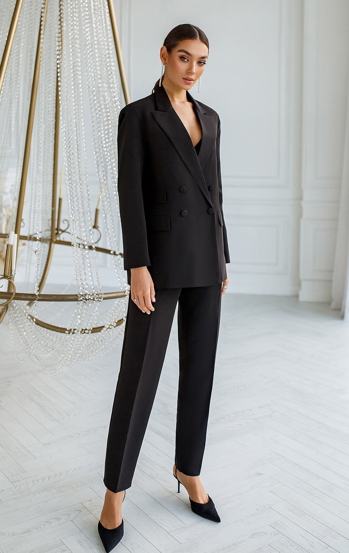 Adriana Black Double-Breasted Two-Piece Suit