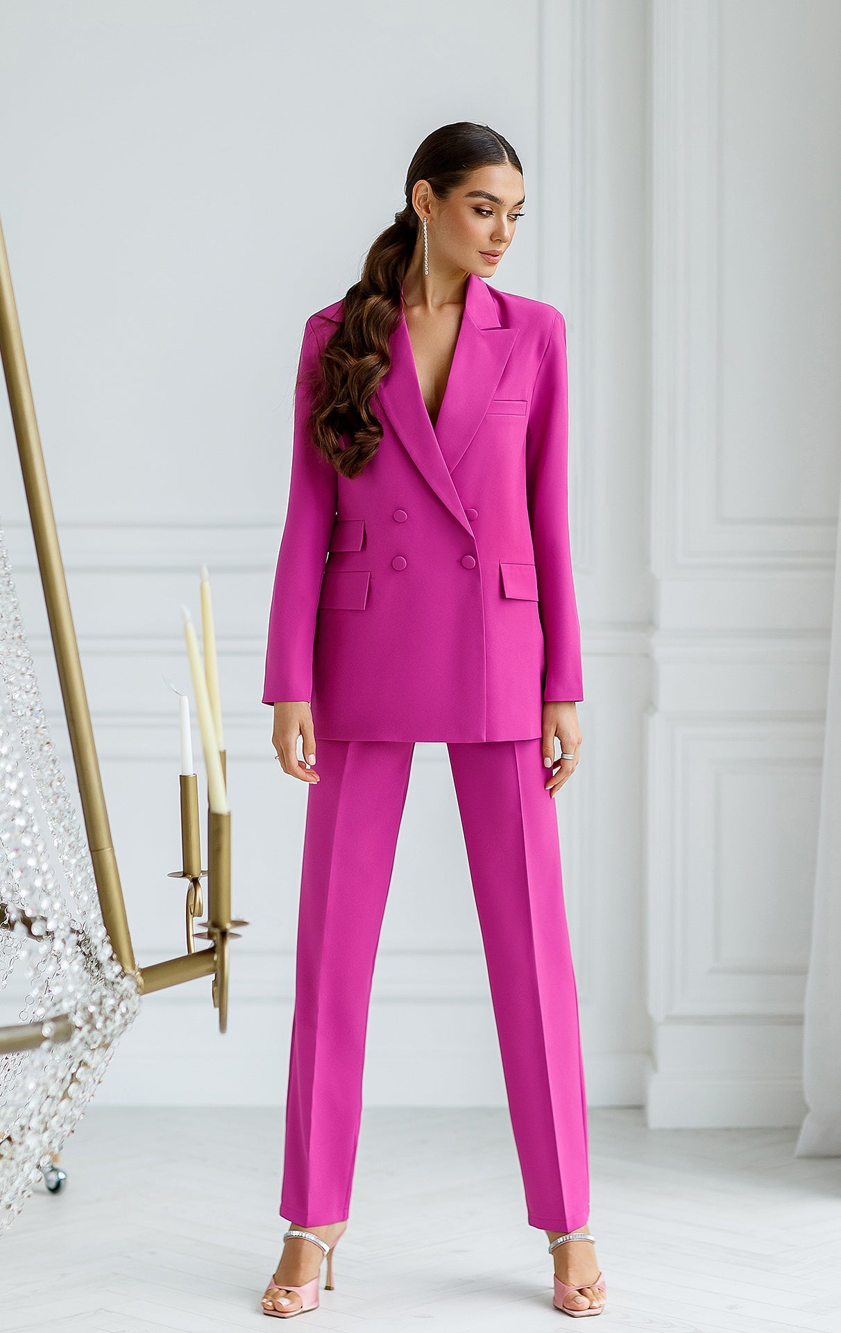 Adriana Fuchsia Double-Breasted Two-Piece Suit