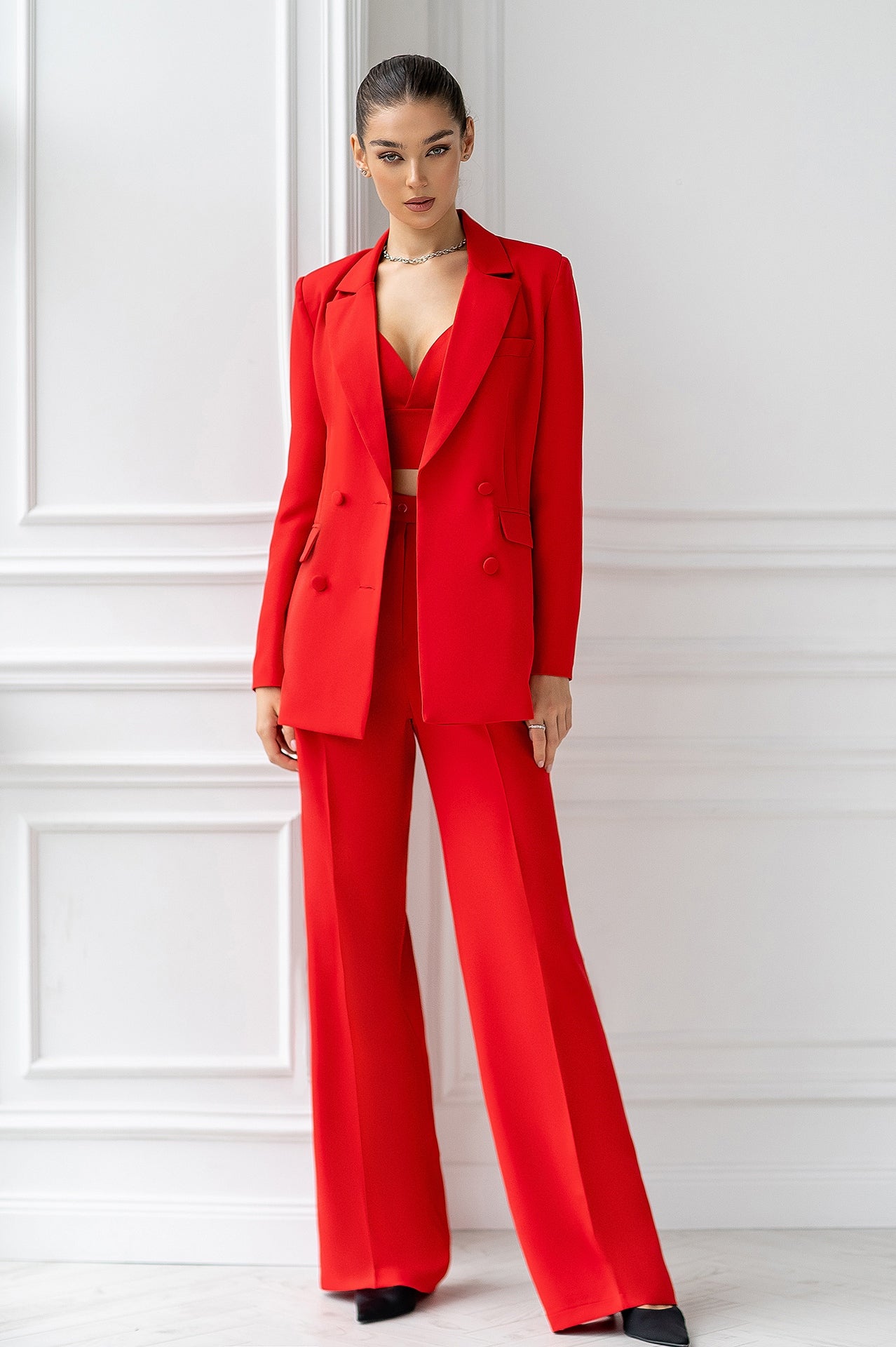 Chiara Red Double-Breasted Three-Piece Suit