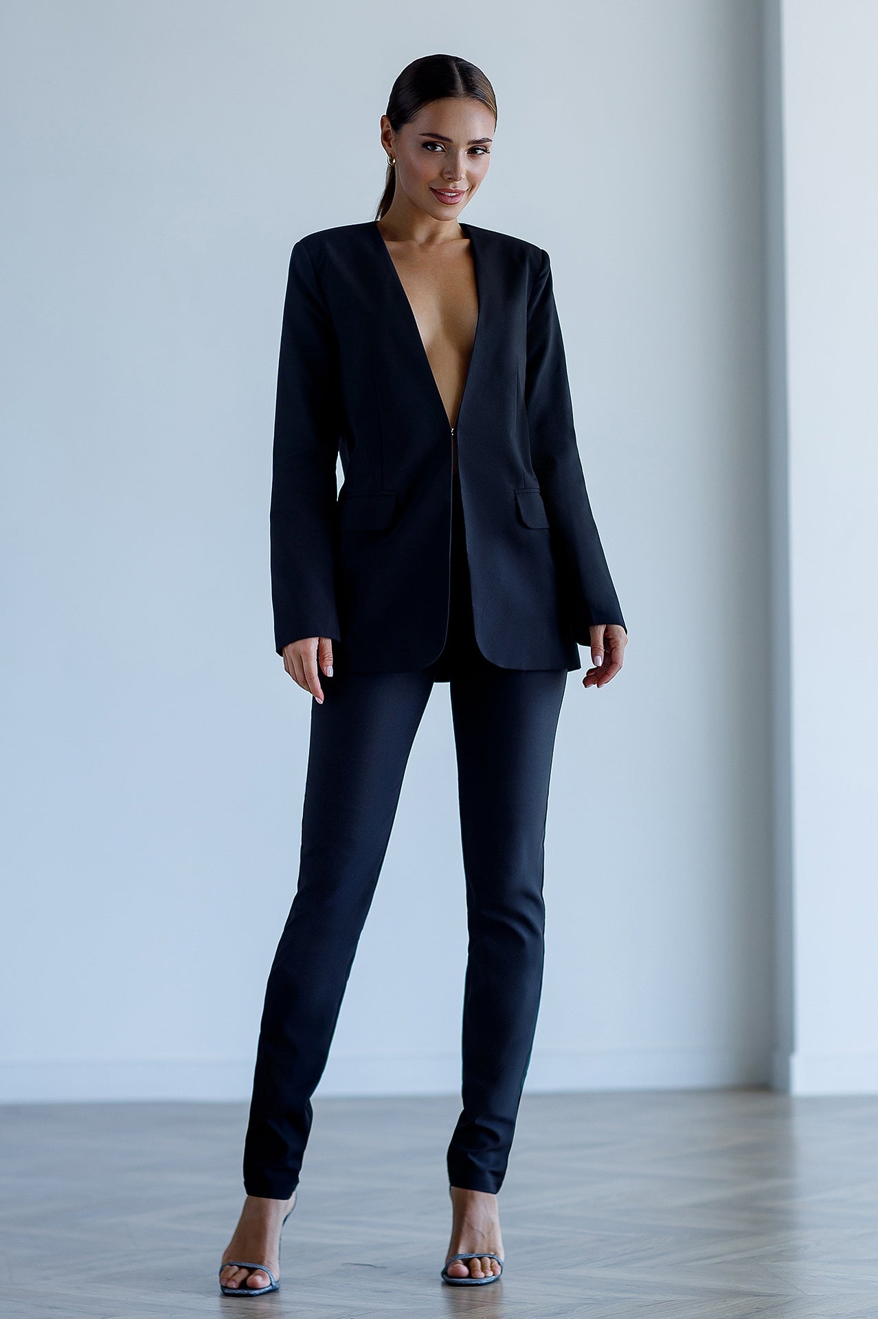 Beatrice Black Collarless Two-Piece Suit