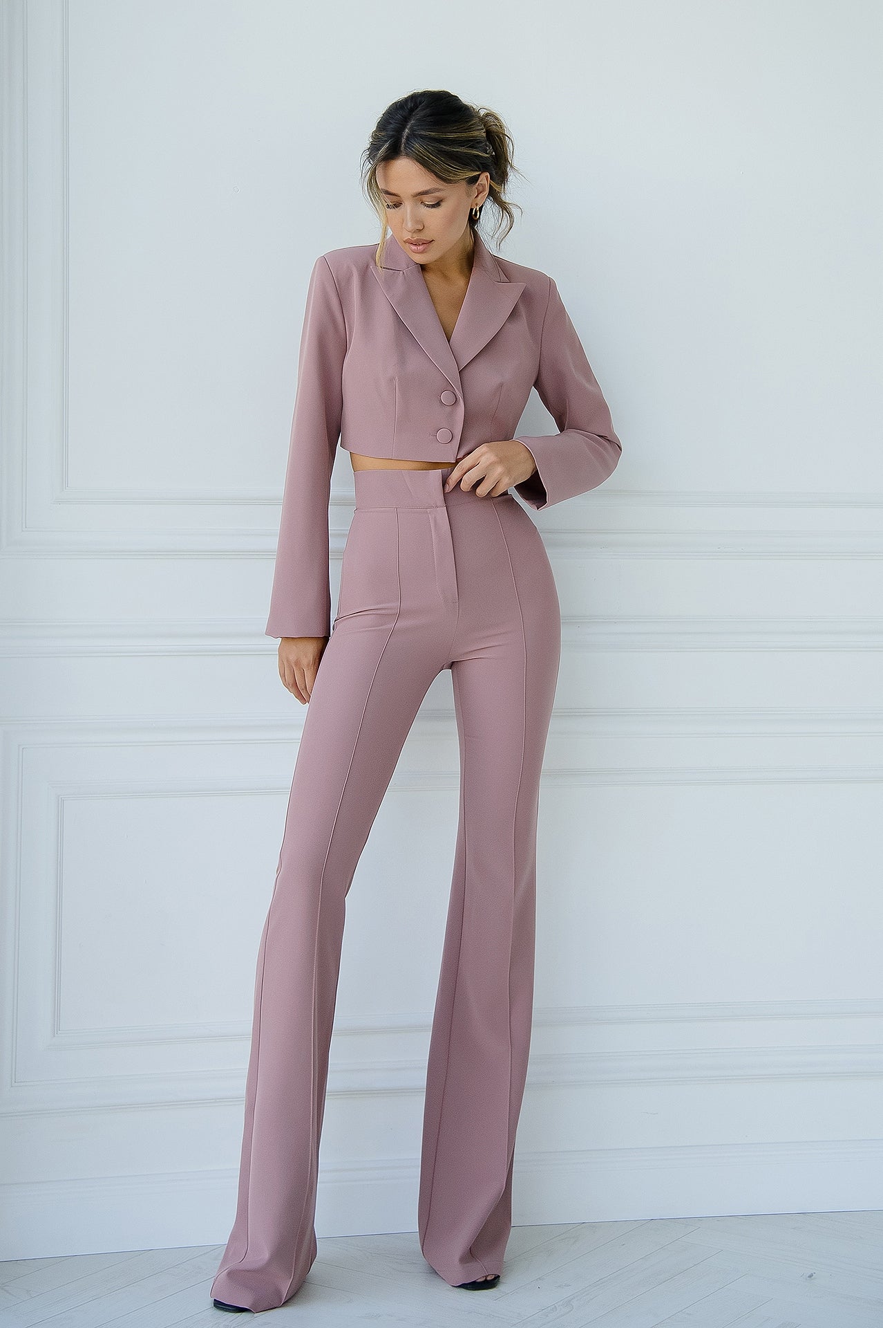 Camilla Mocha Crop Jacket Two-Piece Suit