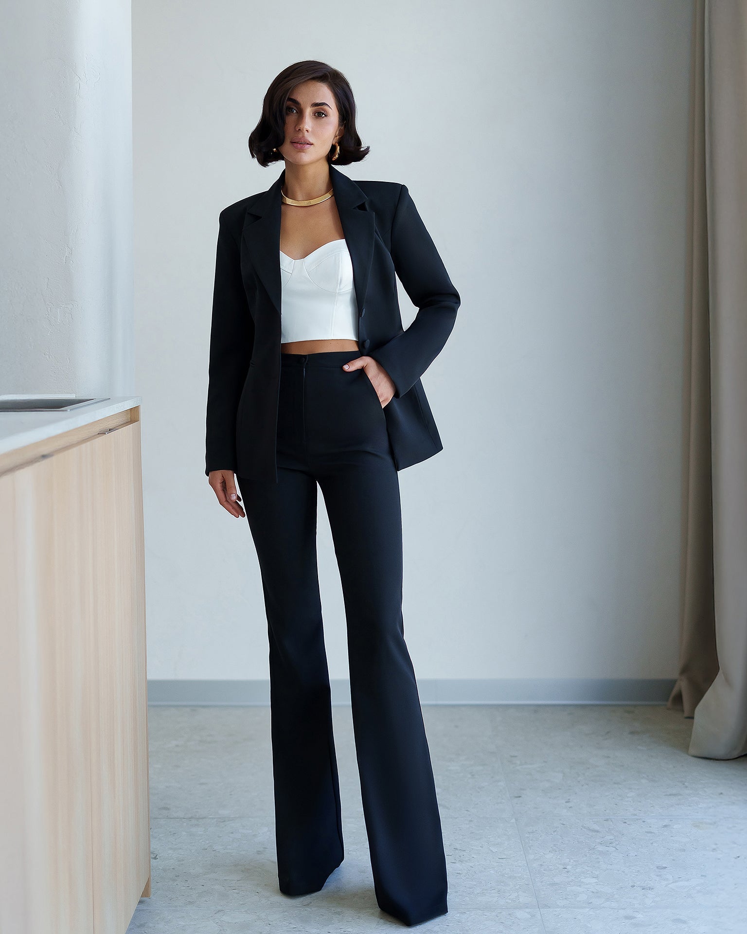 Adriana Black Single-Breasted Two-Piece Suit