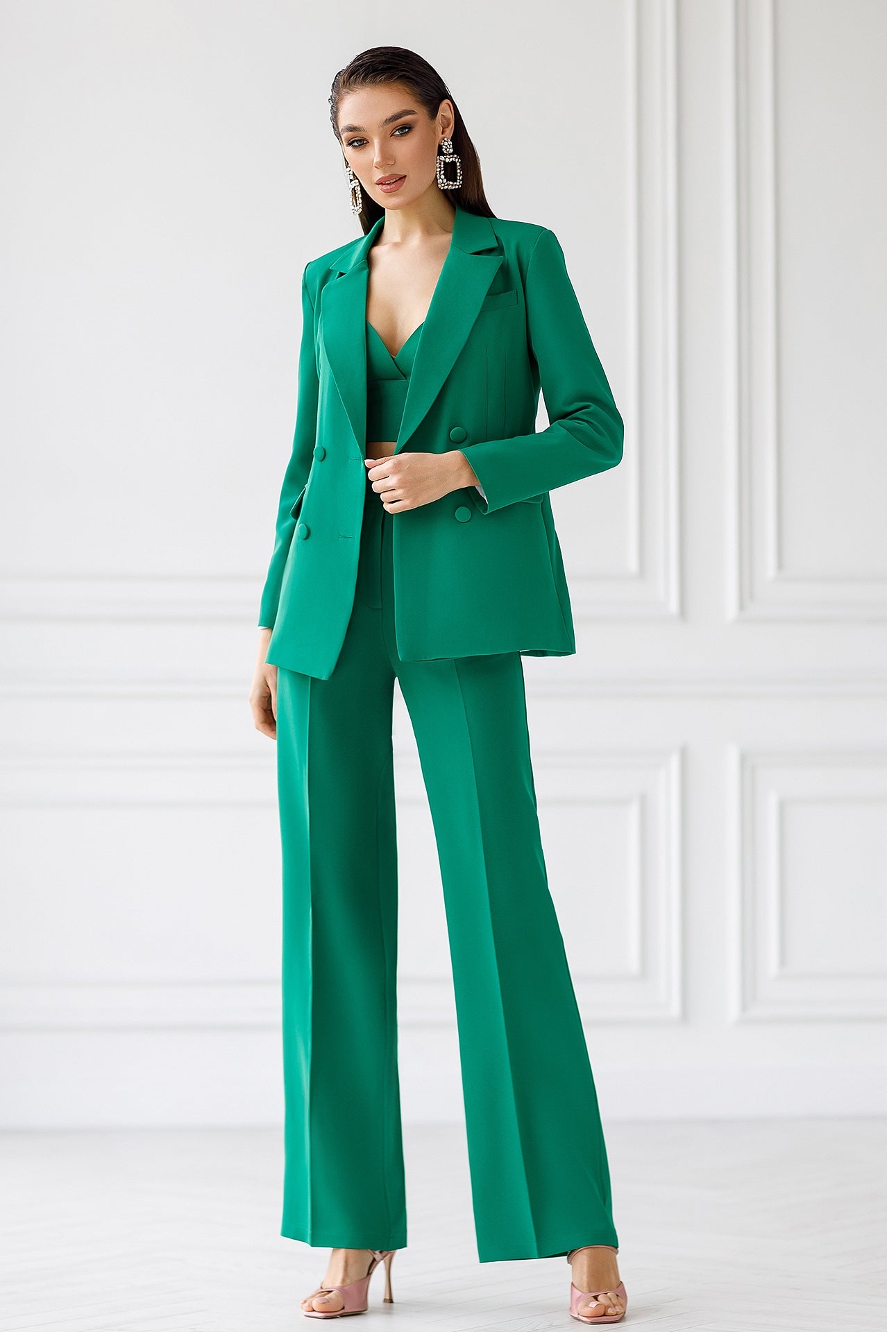 Chiara Green Double-Breasted Three-Piece Suit