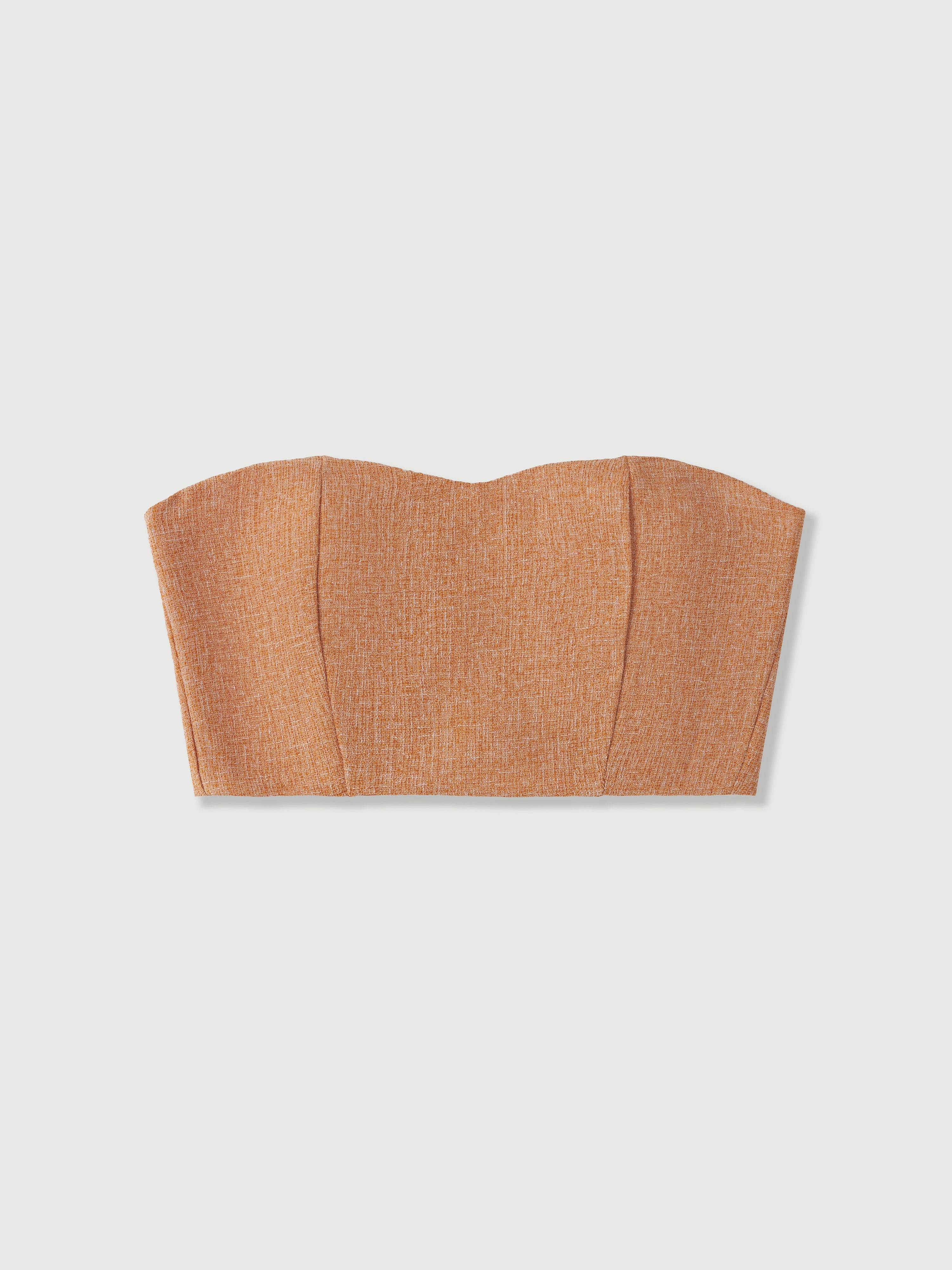 Isabella Brown Tweed Sweetheart Crop Top