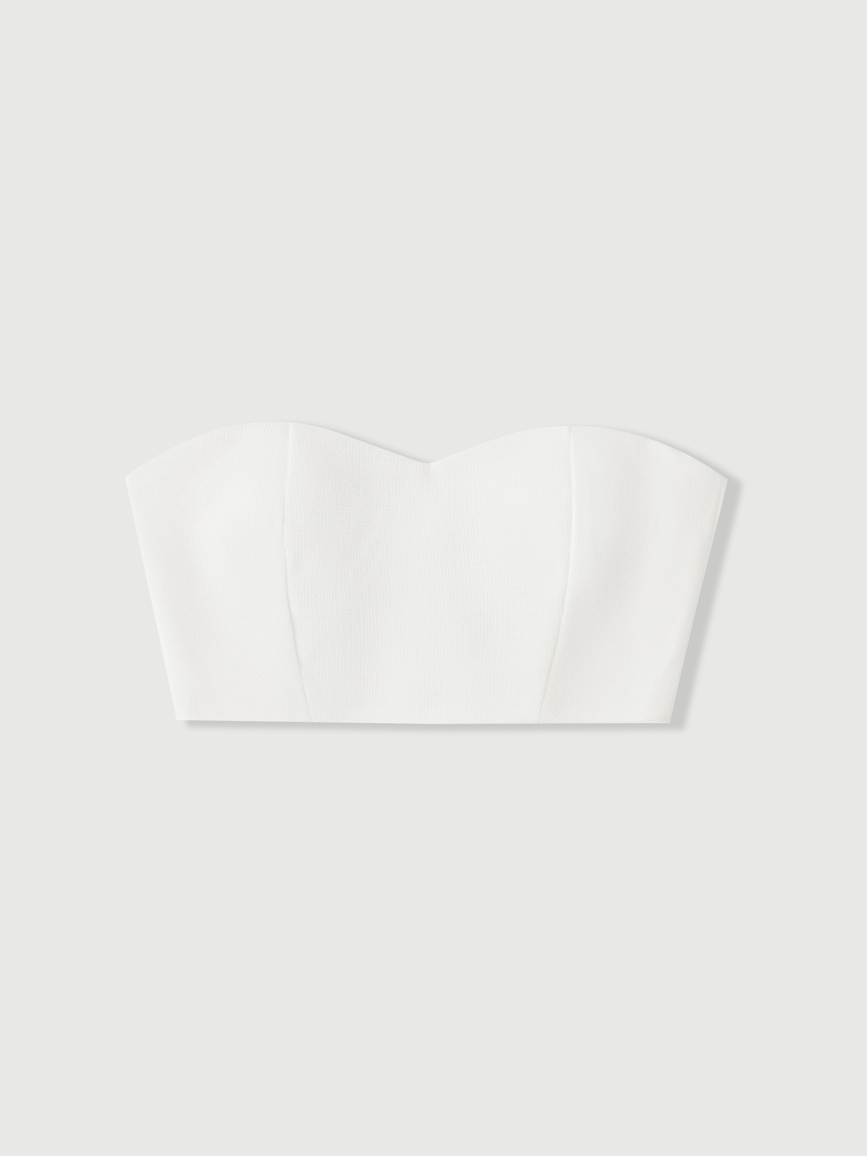 Isabella White Tweed Sweetheart Crop Top