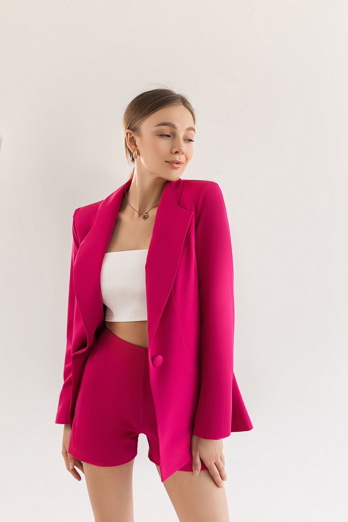 Adriana Crimson Casual Short Suit Two-Piece