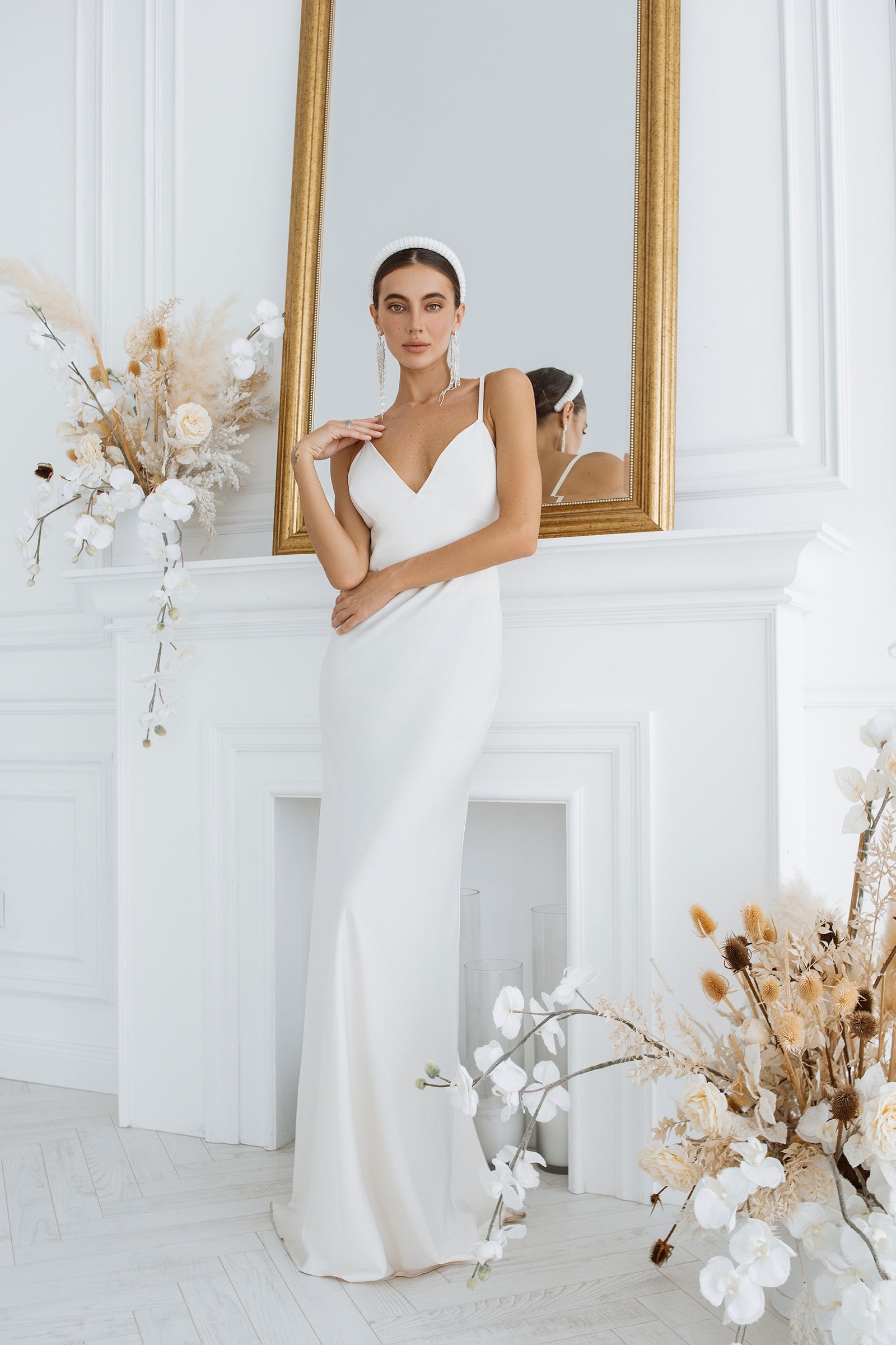 Adriana White Satin Open-Back Slip Maxi Dress