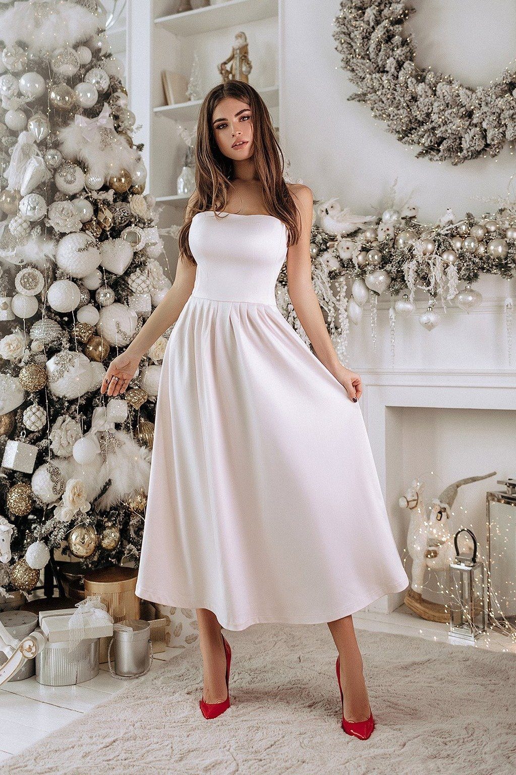 Camilla Pearl-White Satin Sleeveless Dress