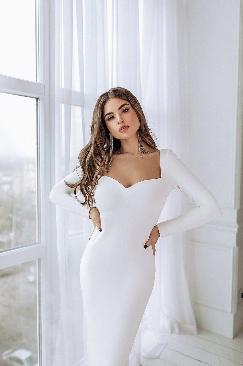 Chiara Queen Anne Neckline Midi Dress