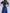 Adriana Blue Puff-Sleeve Buttoned Crepe Midi Dress