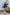 Adriana Blue Backless Puff Sleeve Crepe Mini Dress