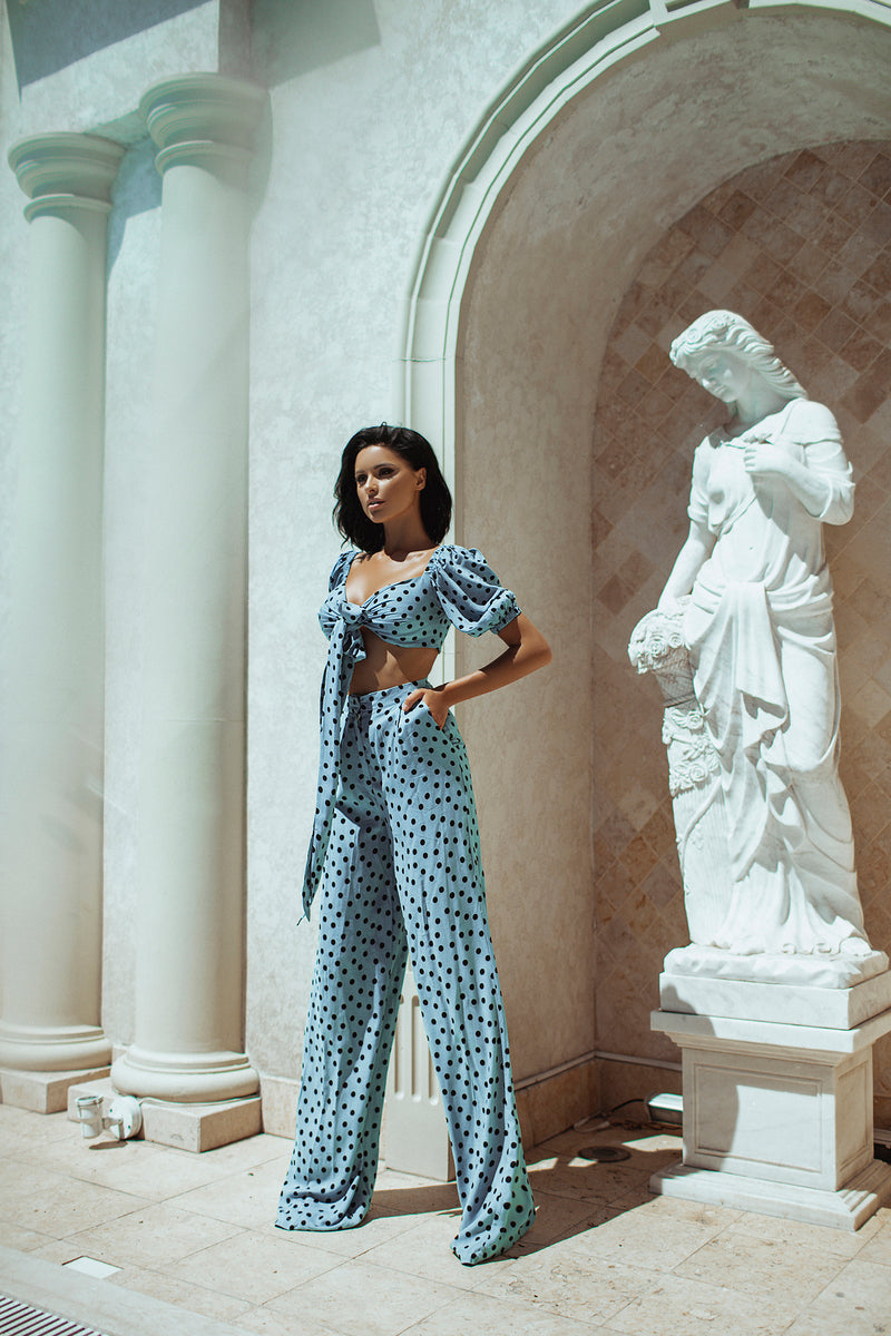 Isabella Mint Polka Dot Top & Pants Two-Piece Set