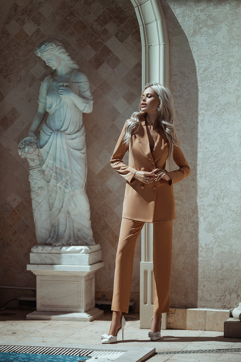 Beatrice Camel Double Breasted Suit Two-Piece