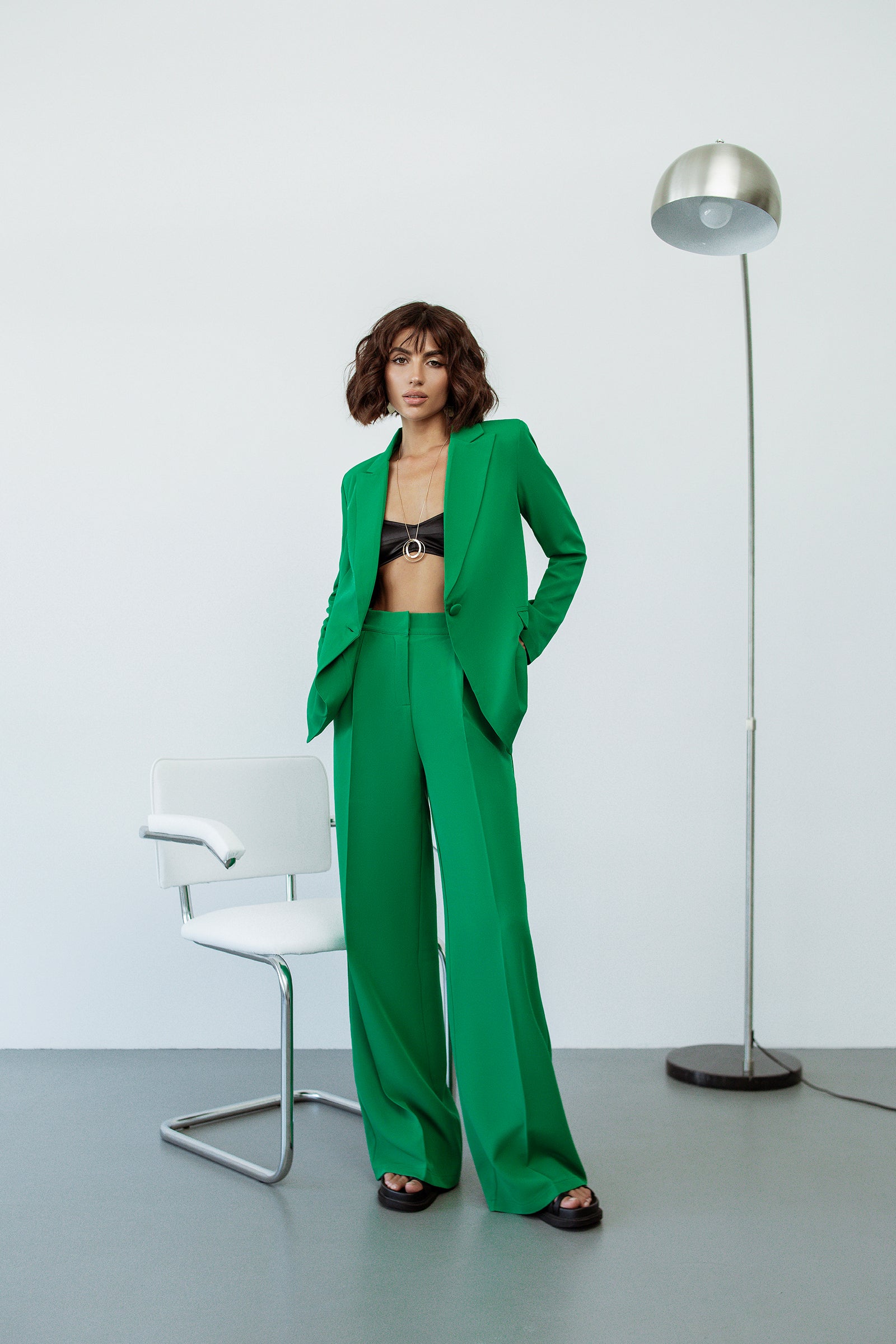 Adriana Green Single-Breasted Two-Piece Suit