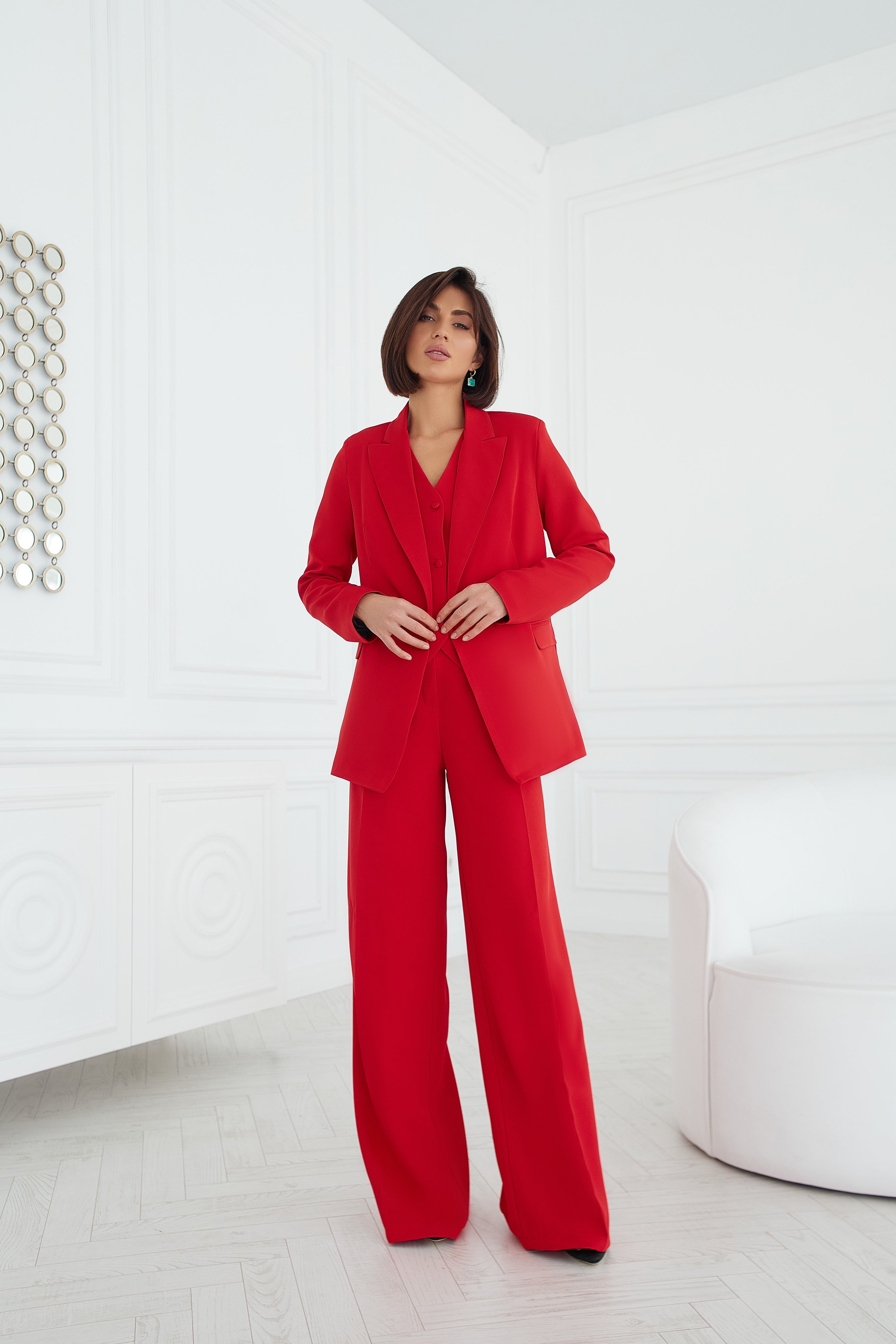 Adriana Red Oversized Three-Piece Suit