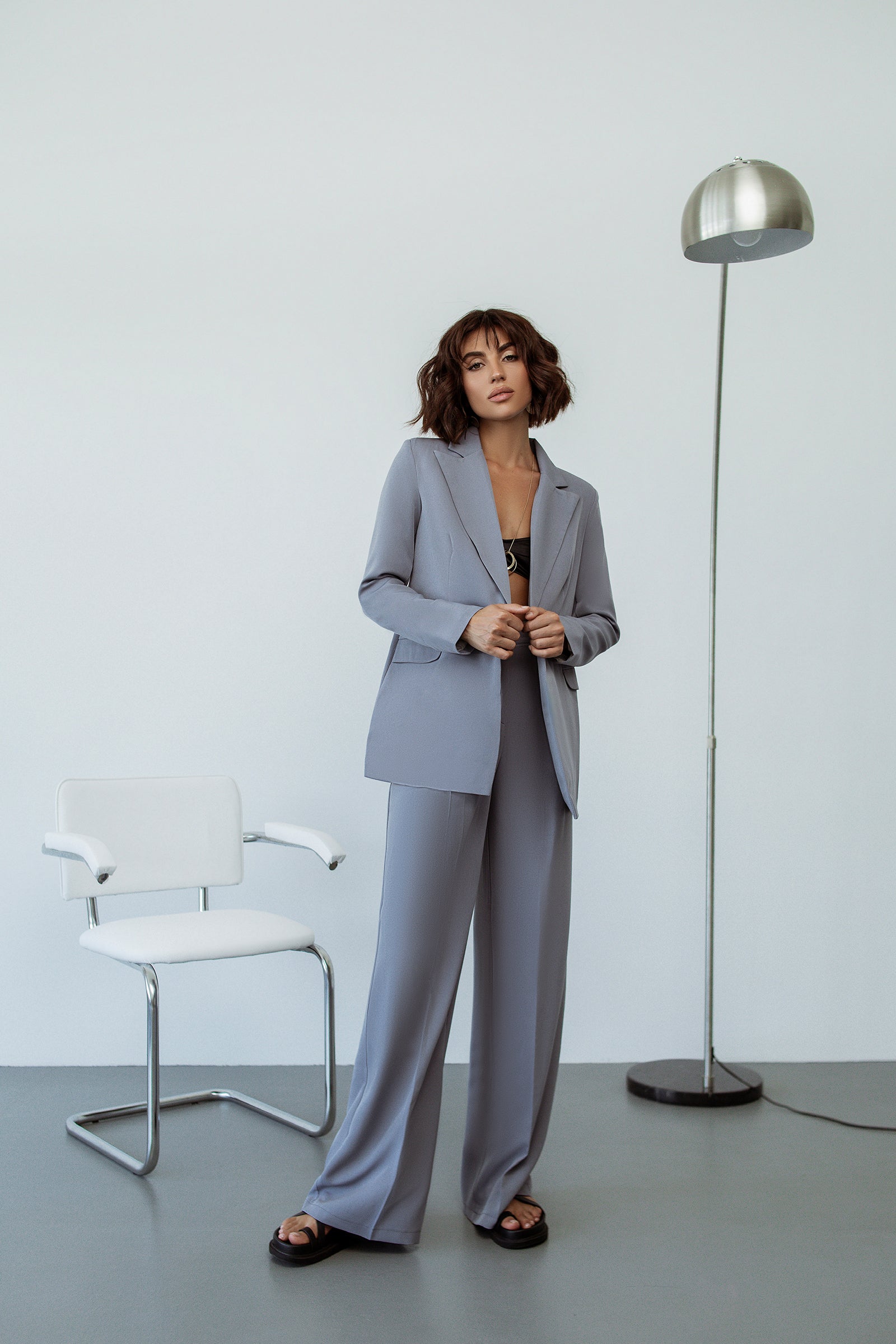 Adriana Grey Single-Breasted Two-Piece Suit
