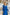 Adriana Blue V-Neck Puff-Sleeve Buttoned Midi Dress