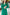 Adriana Green V-Neck Puff-Sleeve Buttoned Midi Dress