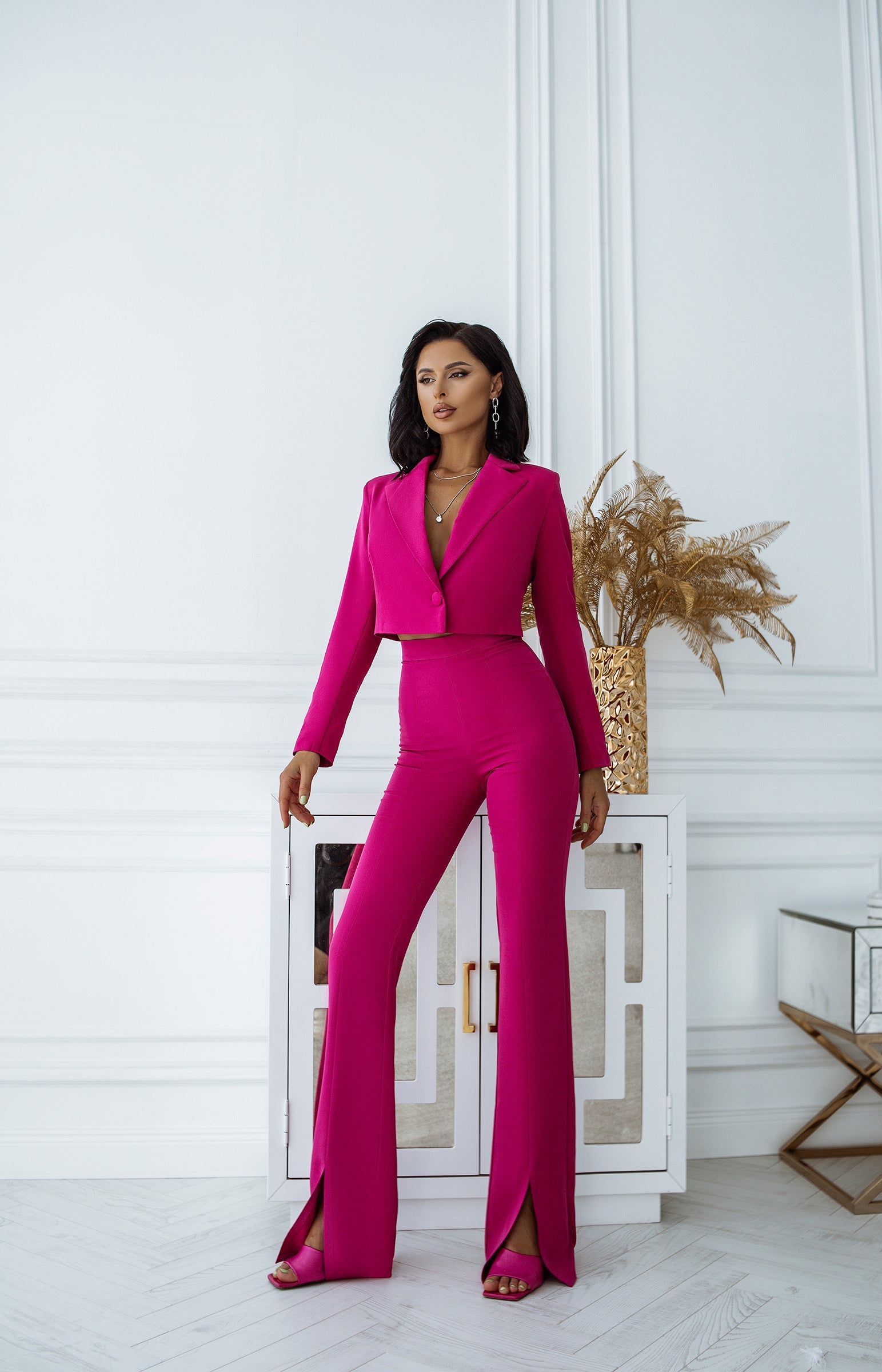 Crimson Crop Jacket Suit 2-Piece 