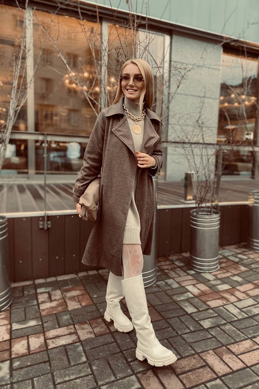 Adriana Brown Wool Belted Two-Piece Coat