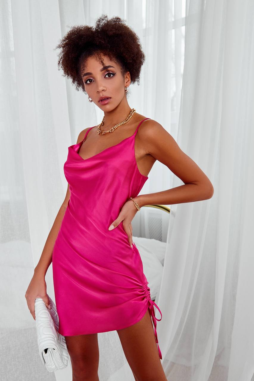 Adriana Crimson Silk Slip Mini Dress