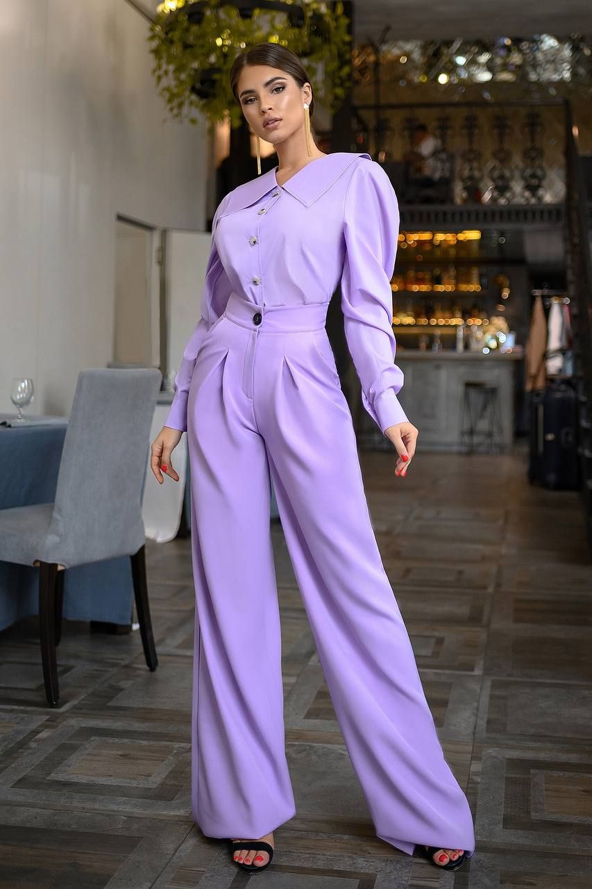 Adriana Lavender High Waist Fitted Palazzo Pants