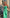 Aurora Green Puff-Sleeve Russian Satin Midi Dress